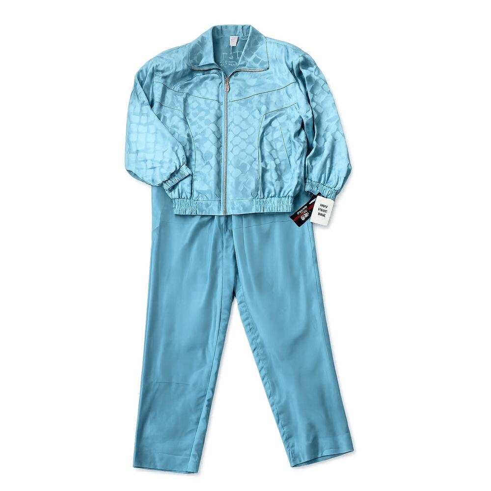 Vintage FUDA International 100% Silk 2-Piece Resort Set NWT Jacquard Loungewear